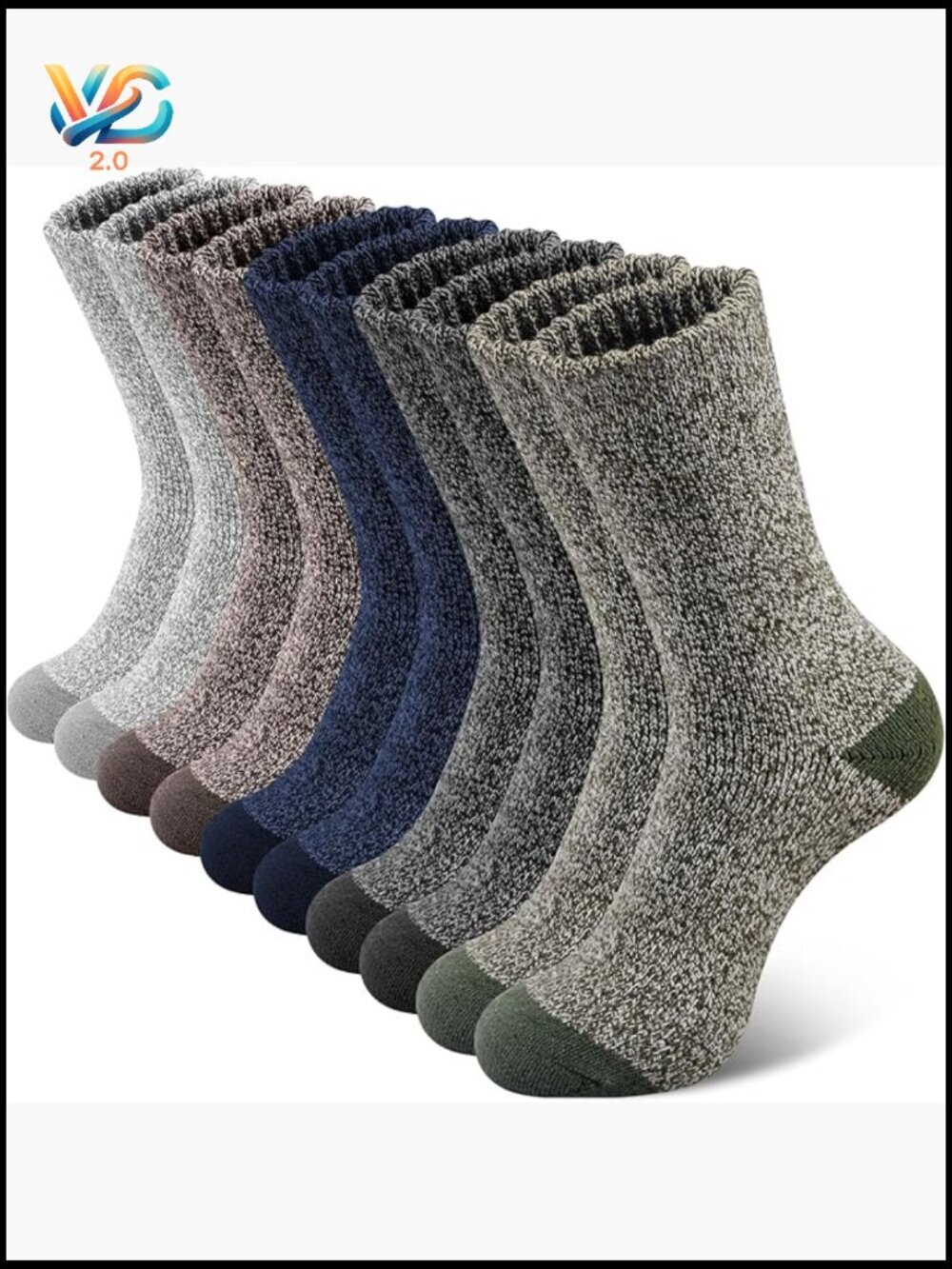 5 Pairs Merino Wool Hiking Socks, Thermal Thick Crew Length